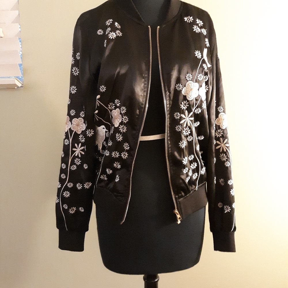 Satin Jacket with Embroidery